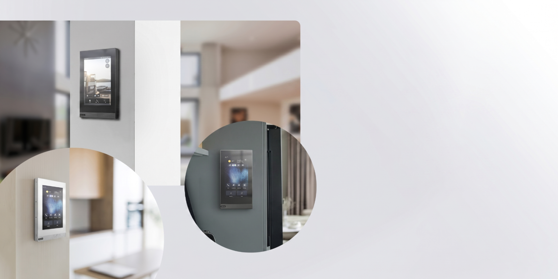 AAkuvox S562 zobrazený v rôznych inštalačných variantoch – na stene v interiéri a integrovaný do nábytku, zdôrazňujúci jeho flexibilnú horizontálnu aj vertikálnu montáž a estetickú harmóniu s moderným bývaním.